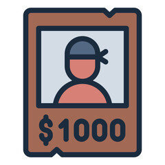Wanted poster pirate icon