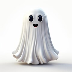 Create a 3D illustration of a cute ghost
