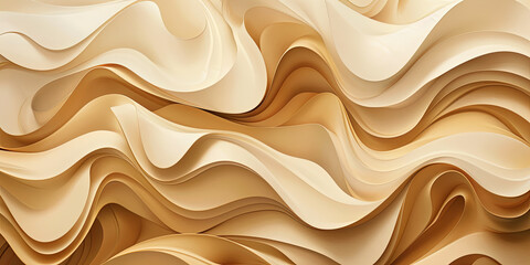 abstract background, beige and brown color waves in the style of carved wood with relief and deep shadows, generative AI