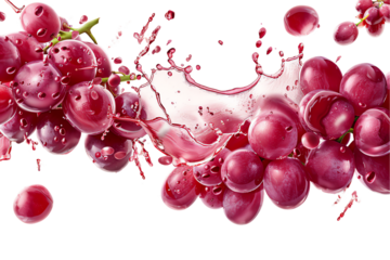 bunch of grapes splash isolated on a transparent background
