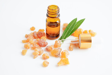 Frankincense or olibanum aromatic resin used in incense and perfumes.