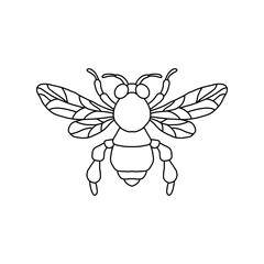 Bee outline black icon. Clipart image isolated on white background. Graphic illustration of insect silhouette vector drawing for honey products, package, design.