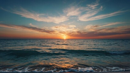 inspirational calm sea with sunset sky meditation of ocean | sunset over the ocean