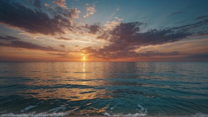 inspirational calm sea with sunset sky meditation of ocean | sunset over the ocean