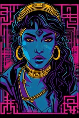 Ariadne the Mythical Greek Princess Portrayed in Streetwear Synthwave