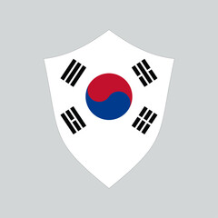 South Korea Flag in Shield Shape