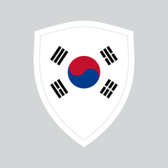 South Korea Flag in Shield Shape