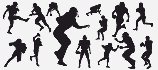 American football silhouette collection set.  