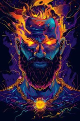 Fototapeta premium Defiant Titan Prometheus Rebellious Streetwear Fusion of Flames and Chains
