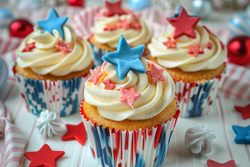 cupcake with candle  on memorial day celebration