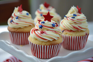  memorial celebration cupcakes with cream