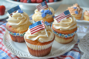 cupcakes with cream  on memorial day