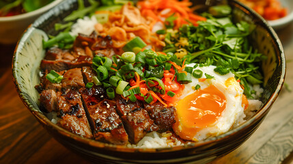 Delicious Korean Bibimbap in a Bowl