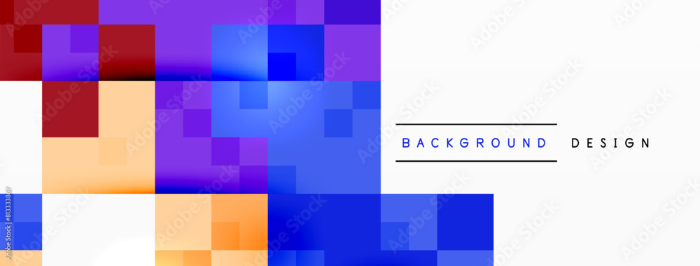 Poster a vibrant display of colorfulness with rectangles of various tints and shades such as violet, electr