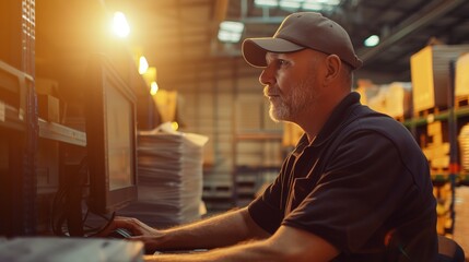 Warehouse logistics team leader overseeing stock management and distribution processes