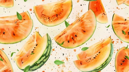 Watermelon slices seamless pattern. Vector illustration for textile, fabric, wrapping paper.