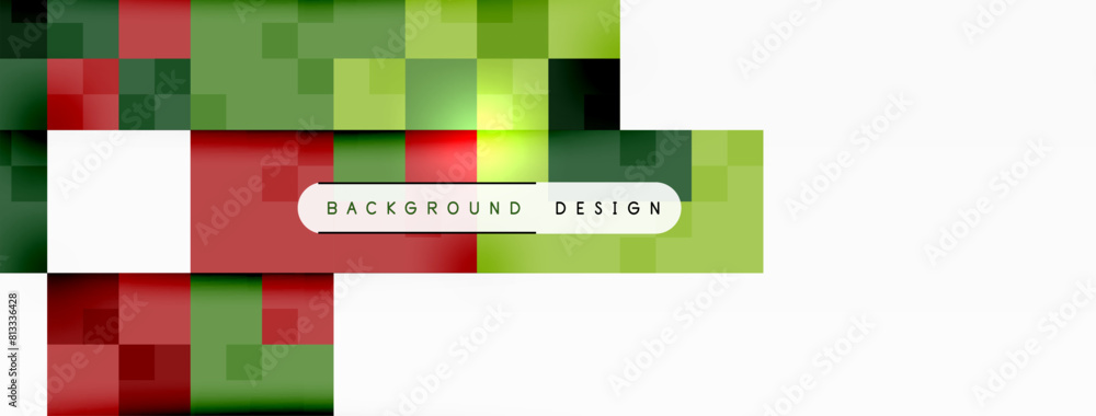 Poster A rectangular logo featuring a red, green, and white checkered background with a white stripe in the middle. The pattern is symmetric and includes tints and shades of magenta