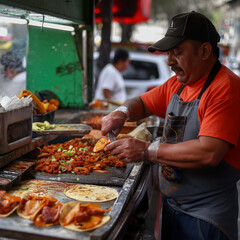 Puesto de tacos en las calles de México
