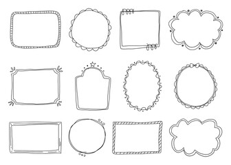 手書きのフレームセット、いたずら書きフレーム