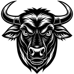 Ox head silhouette vector illustration 