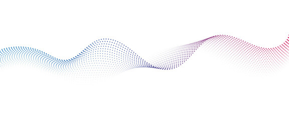 Flowing Dot Wave Pattern Halftone Curve Shape on Transparent Background