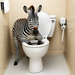 Zebra, Toilet, Bath, Animals, Restroom, Donkey, Cameoed