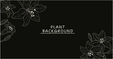 Luxury Nature black background vector. Floral pattern, Golden split-leaf Philodendron plant with monstera plant line arts, Vector illustration.	