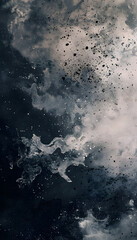 Abstract blue ocean backdrop with light and white clouds  floating above the water, black and white background ,generative AI.