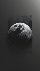 A bright full moon hangs in the dark night sky, casting its light on Earth, black and white background ,generative AI.
