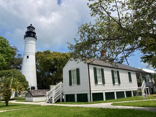Exterior view of the Key West lighthouse and the keeper's quarters at Florida, USA