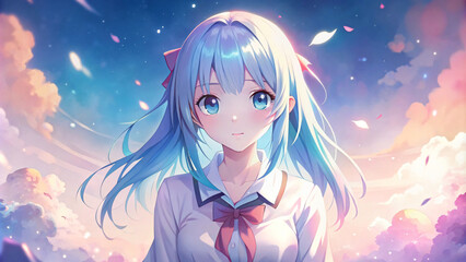 young female anime in fantasy theme, beautiful, cute and adorable