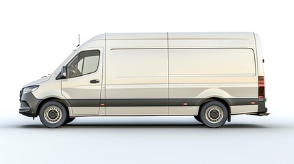 Delivery van side view isolated on a white background, Side view of a modern cargo short-base minibus