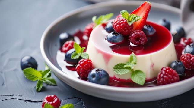 Pana cotta with a berry compote, elegant dessert option 