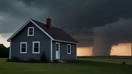 Stormy Skies Over Rural House