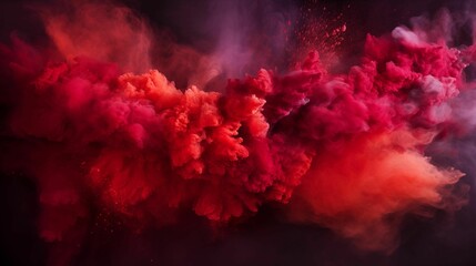 Fototapeta premium Red powder explosion isolated on Red background. Generative ai