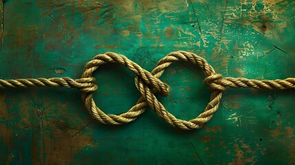 Rope infinity symbol on green background