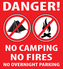 danger no camping or fires in this area sign vector.eps