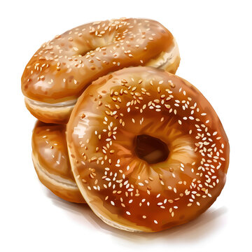 recommend clip art: Clipart illustration of sesame seed bagels on a white background. Suitable for crafting and digital design projects.[A-0002]