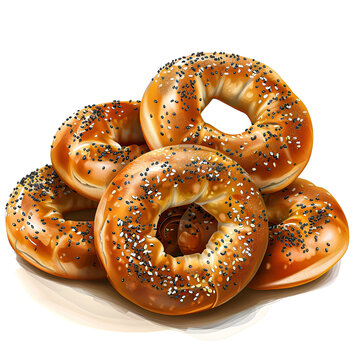 recommend clip art: Clipart illustration of everything bagels on a white background. Suitable for crafting and digital design projects.[A-0001]
