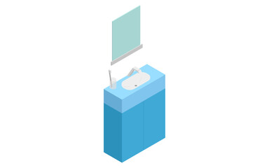 Rental Facilities：Independent wash stand, Isometric illustration