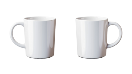 photo two white mugs on white background.