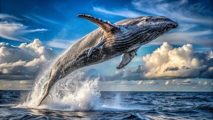 海面からジャンプするマッコウクジラ