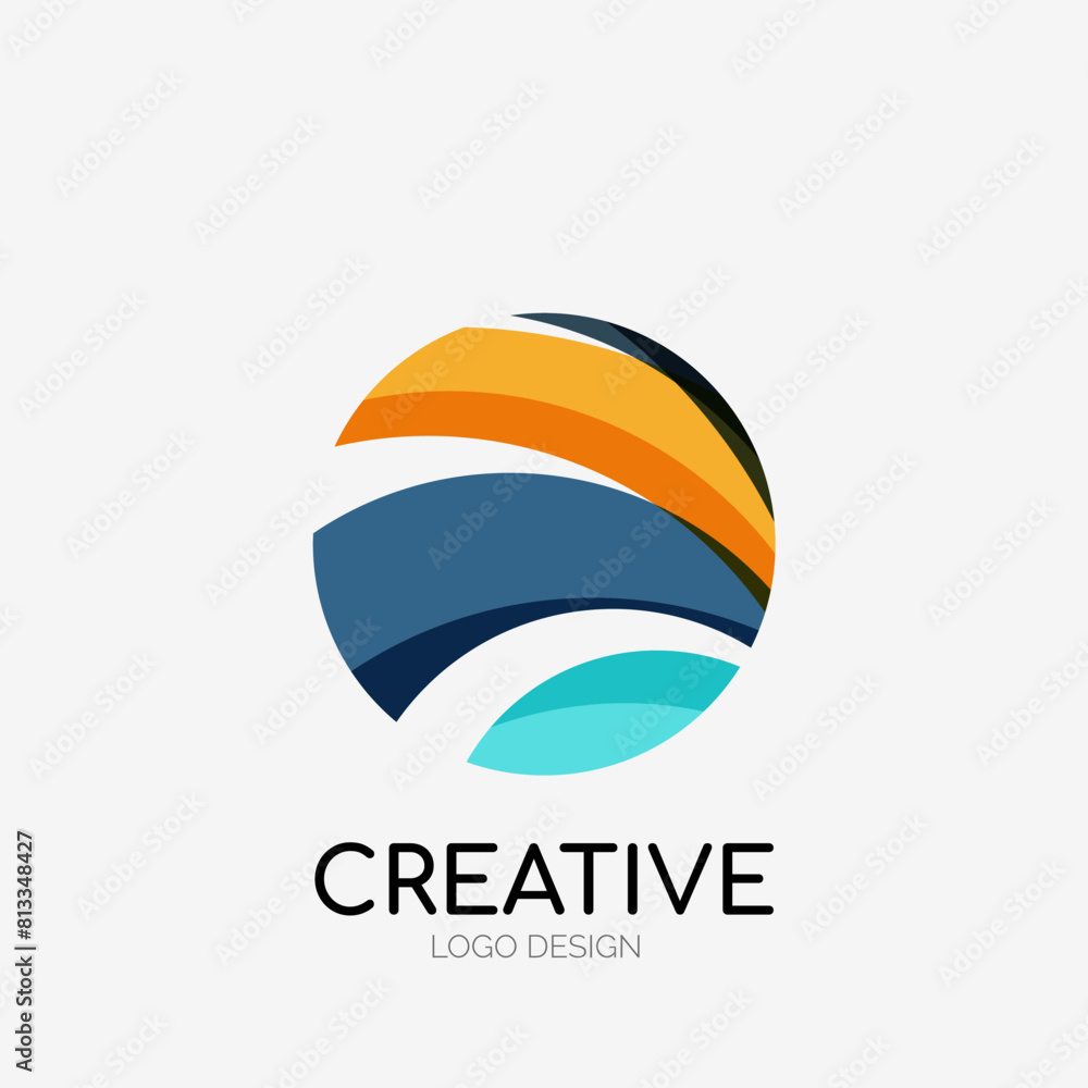 Poster Modern abstract logo design. Geometric vector art. Clean overlapping lines and abstract shapes. Perfect for modern brand