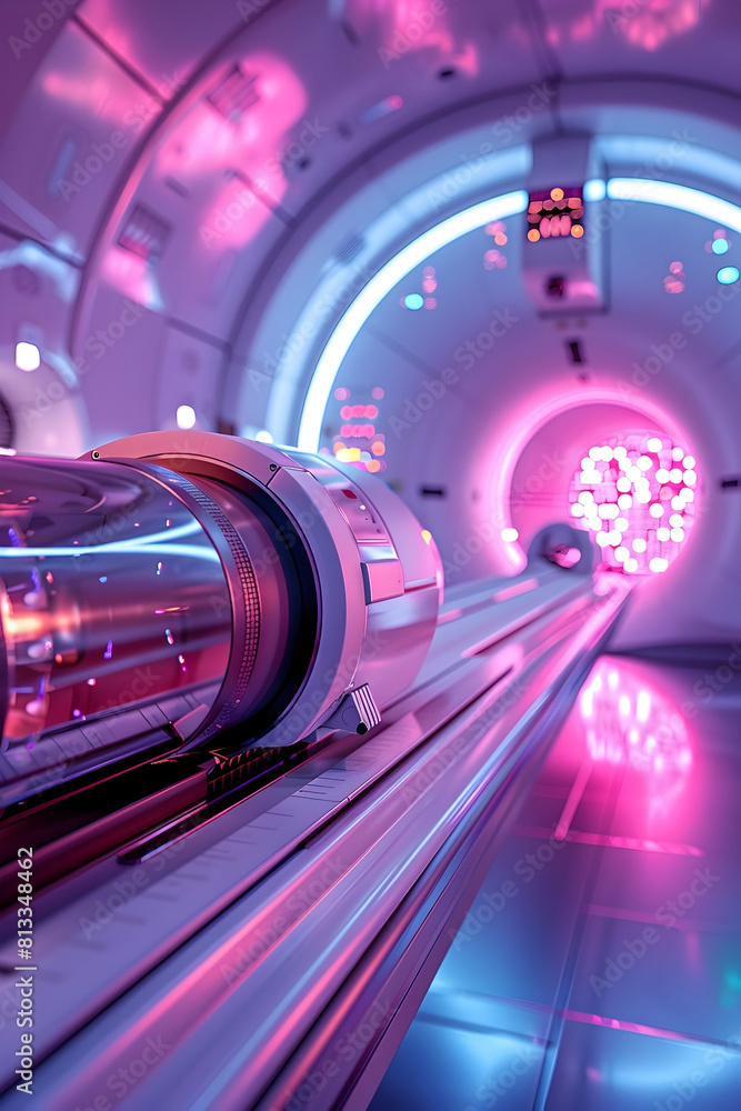 Poster Futuristic Luminous Tunnel of Innovative Digital Transportation Infrastructure