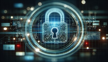 cybersecurity lock and graphs