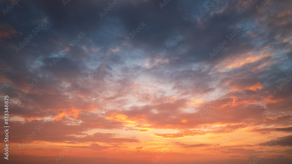 Wall mural aerial of cloud with sunset sky background in thailand,cloudscape time lapse background dark red pur - Wall murals