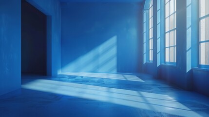 blue room with a window