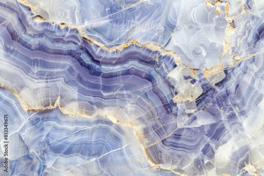 Poster detailed view of a blue and white marble with intricate patterns and swirls