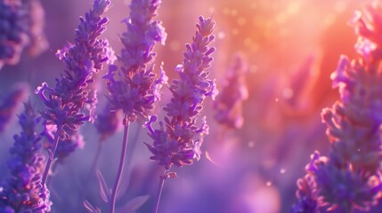 Extreme close-up unveils the otherworldly glow of lavender petals, bathed in a soft, celestial light.