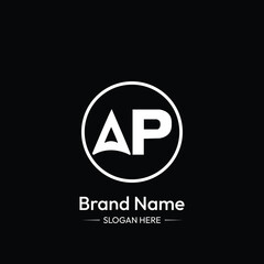  AP Letter Logo Design. Black Background.